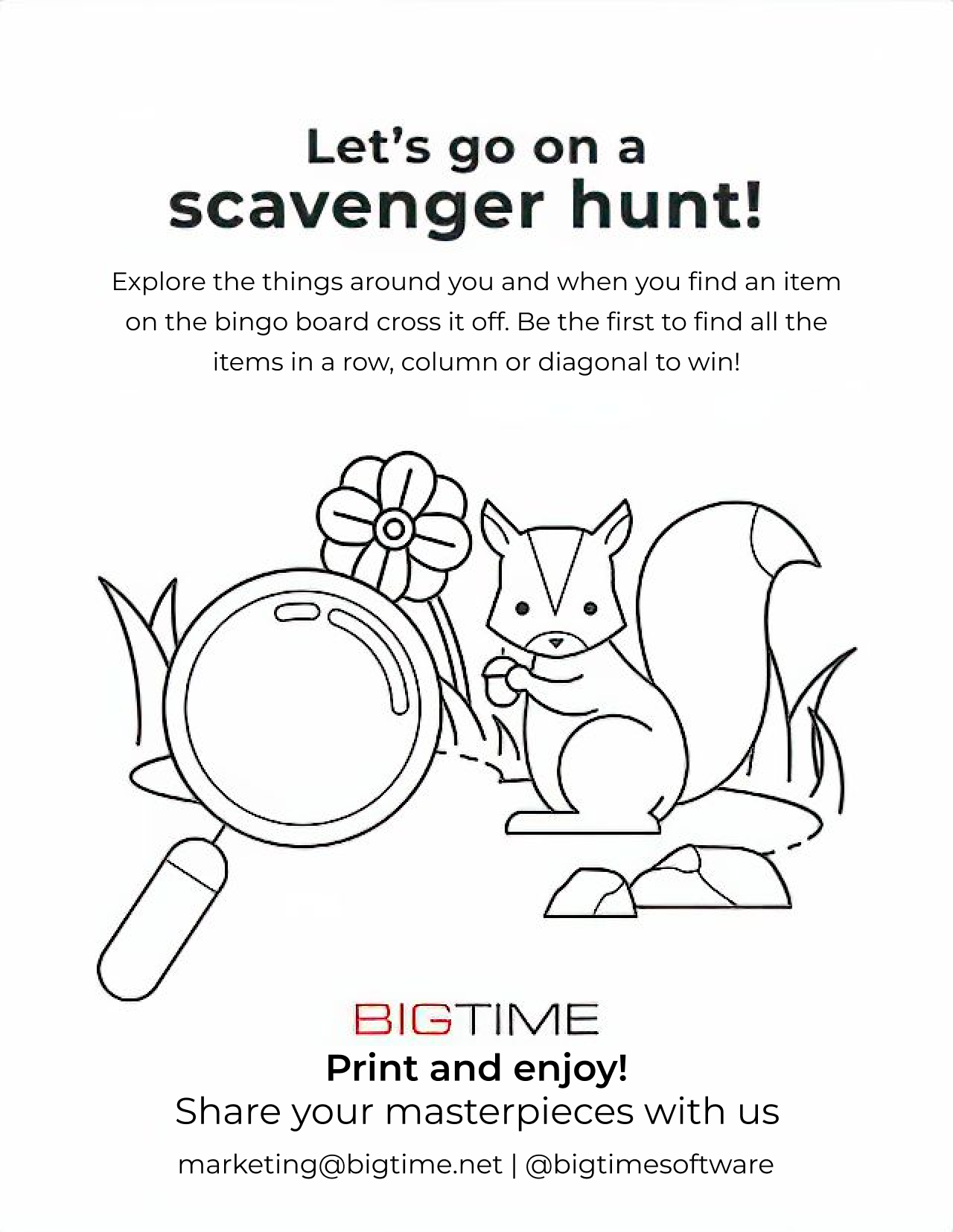 BigTime Scavenger Hunt Bingo