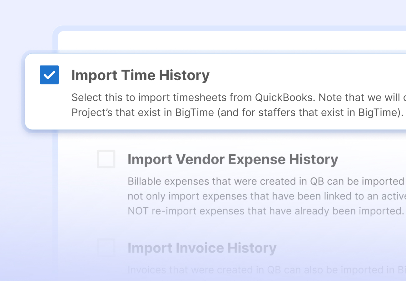 Quickbooks Set Project Screen 