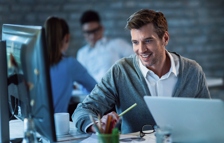 Man Looking At The Screen