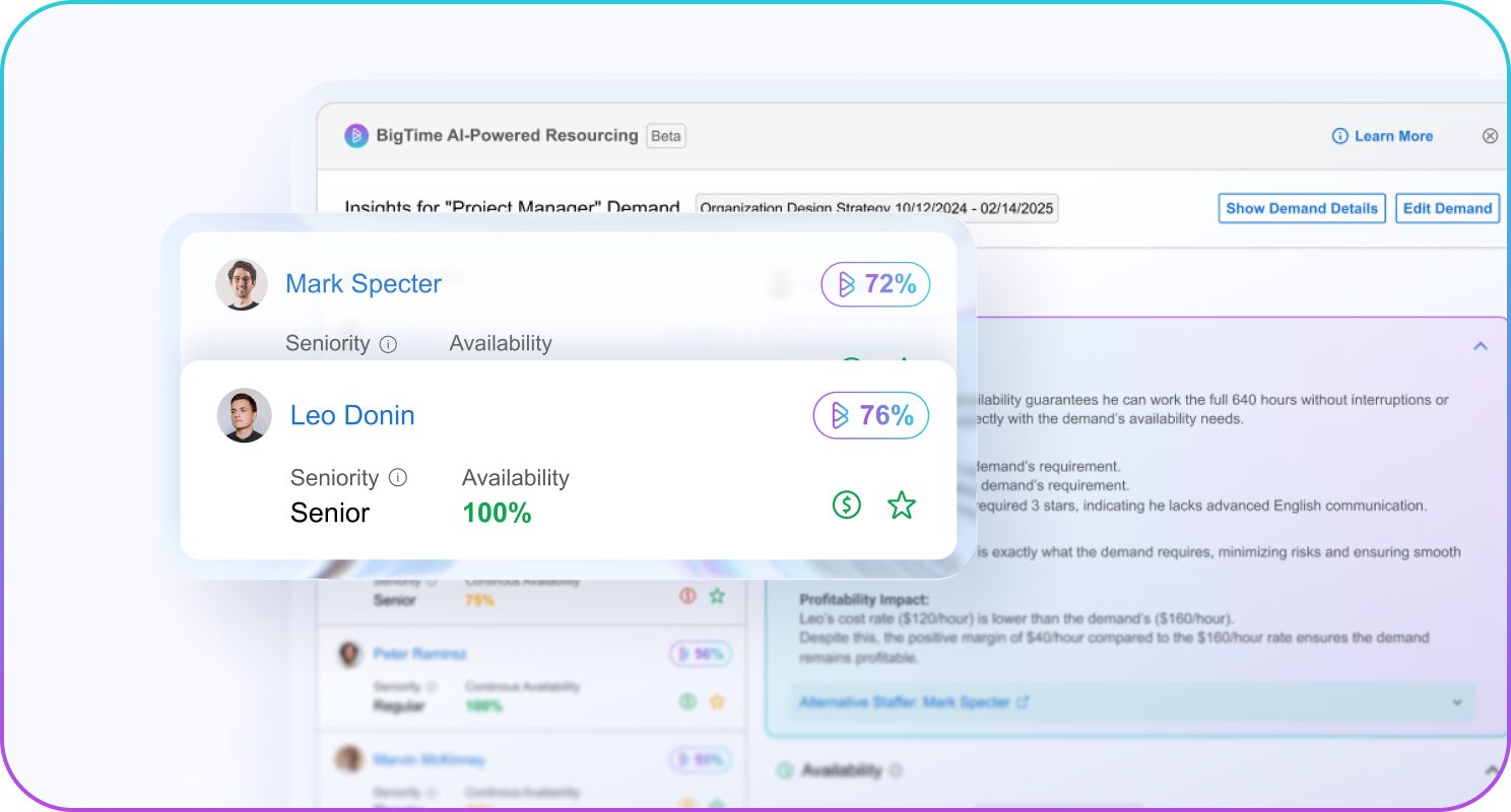 Resourcing Agent Screen