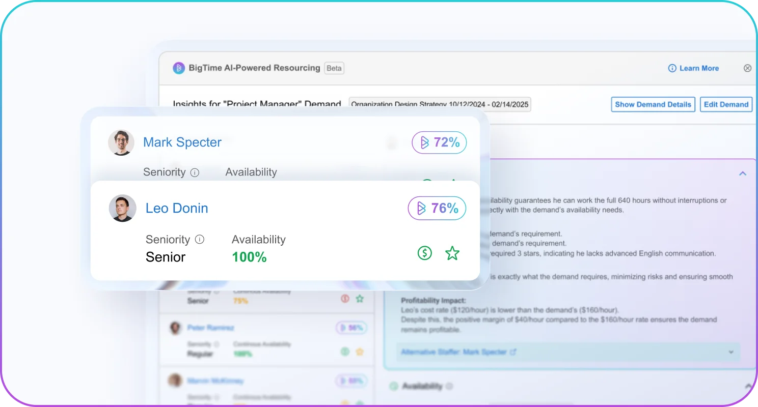 Resourcing Agent Screen